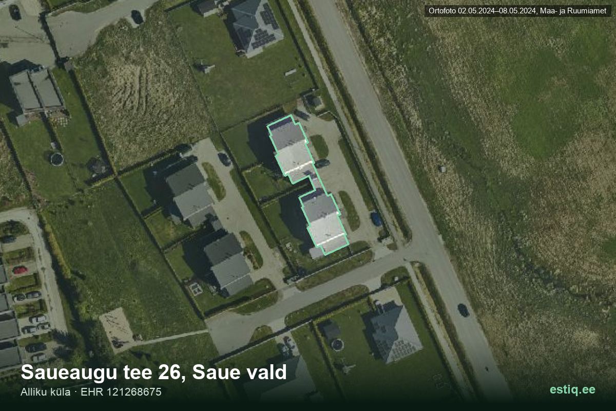 Saueaugu tee 26, Saue – hoone aerofoto, kontuur ehitisregistri (EHR) andmetest