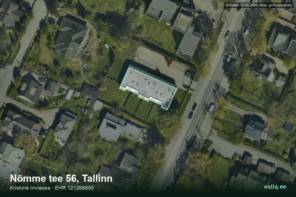 Nõmme tee 56, Tallinn – hoone aerofoto, kontuur ehitisregistri (EHR) andmetest