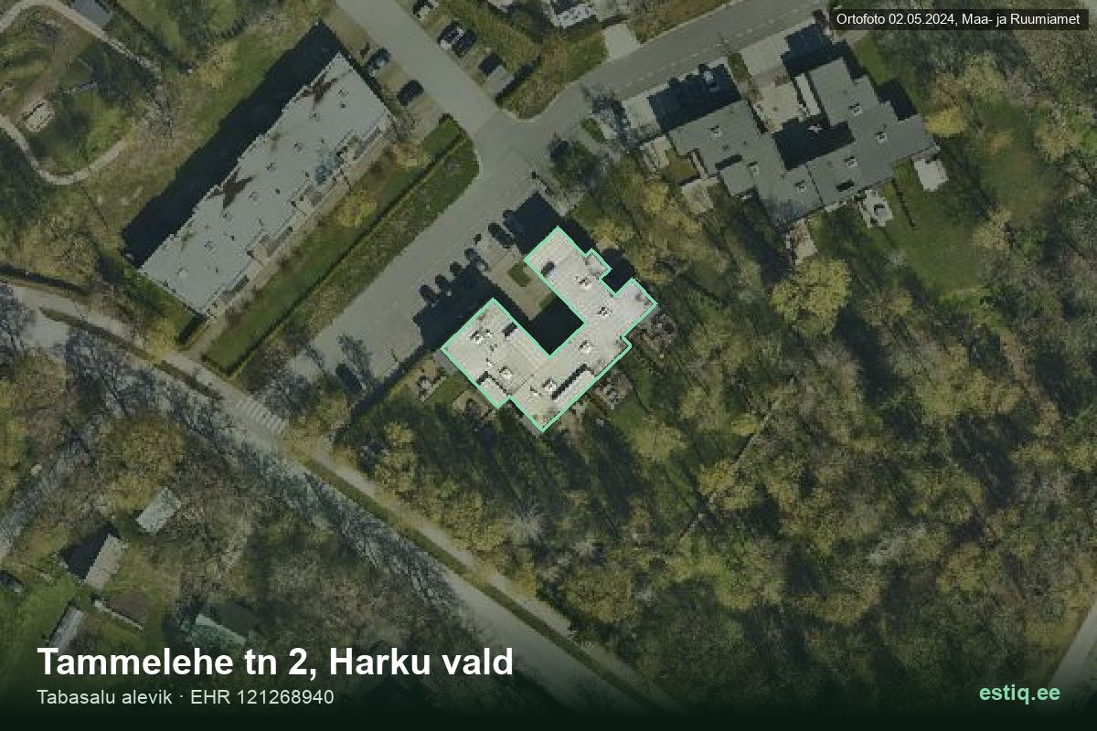 Tammelehe tänav 2, Harku – аэрофото дома, контур по данным регистра строений (EHR)