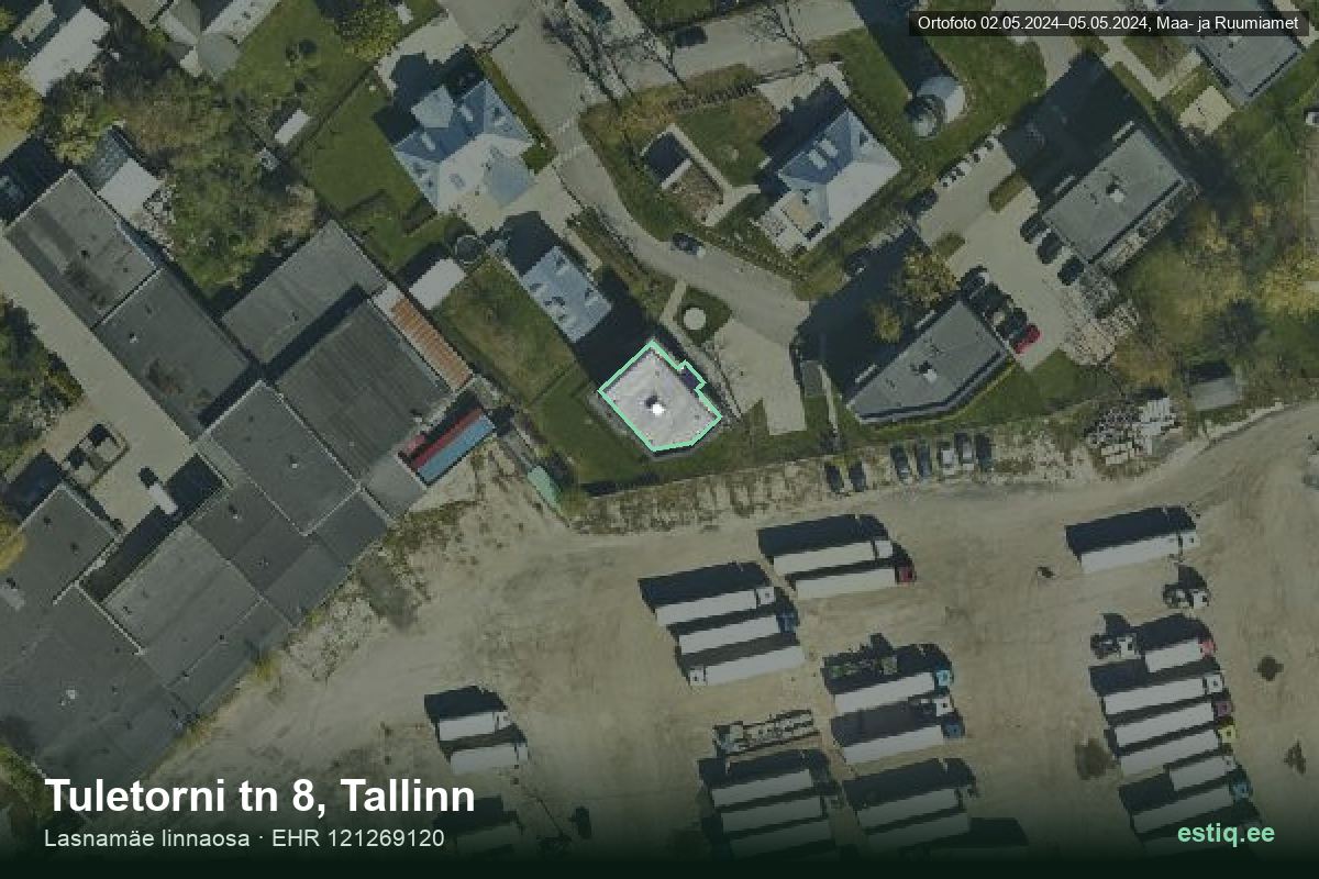 Tuletorni tänav 8, Tallinn – ilmakuva rakennuksesta, ääriviiva rakennusrekisteristä (EHR)
