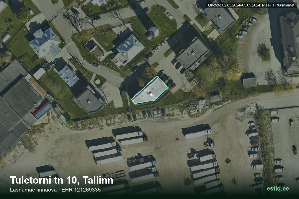 Tuletorni tänav 10, Tallinn – ilmakuva rakennuksesta, ääriviiva rakennusrekisteristä (EHR)
