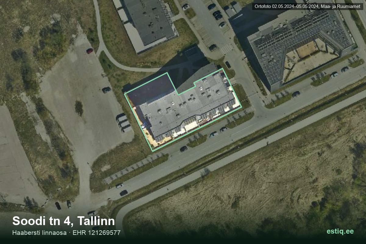 Soodi tänav 4, Tallinn – hoone aerofoto, kontuur ehitisregistri (EHR) andmetest