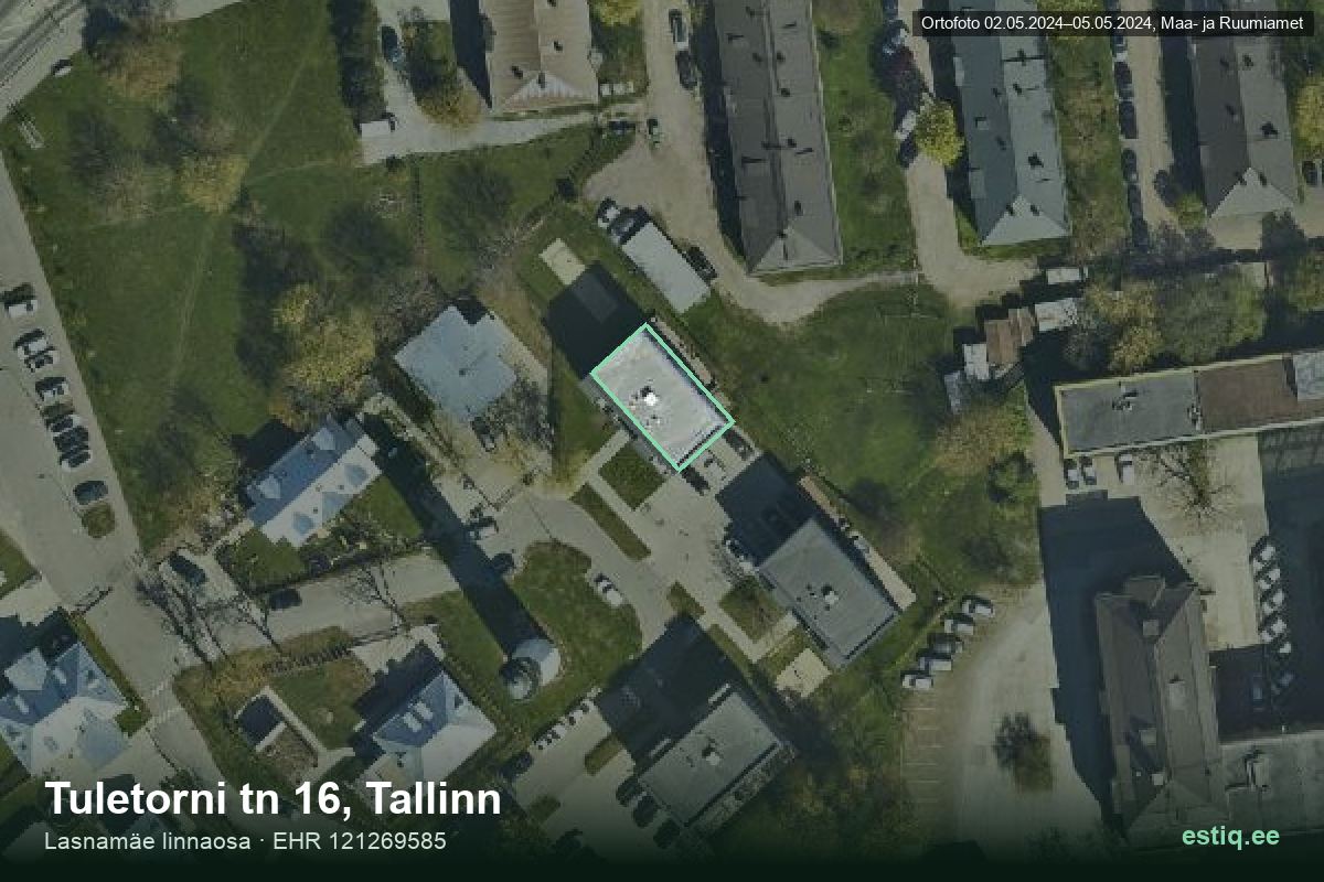 Tuletorni tänav 16, Tallinn – ilmakuva rakennuksesta, ääriviiva rakennusrekisteristä (EHR)
