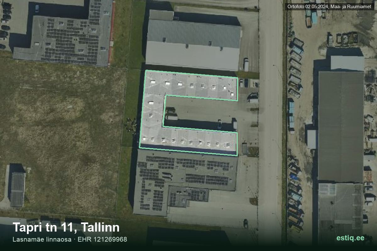 Tapri tn 11, Tallinn – ilmakuva rakennuksesta, ääriviiva rakennusrekisteristä (EHR)