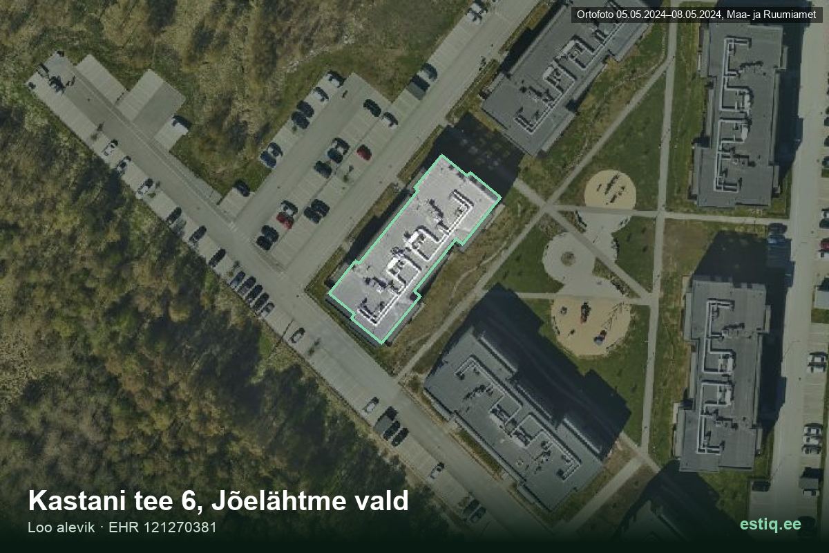 Kastani tee 6, Jõelähtme – hoone aerofoto, kontuur ehitisregistri (EHR) andmetest