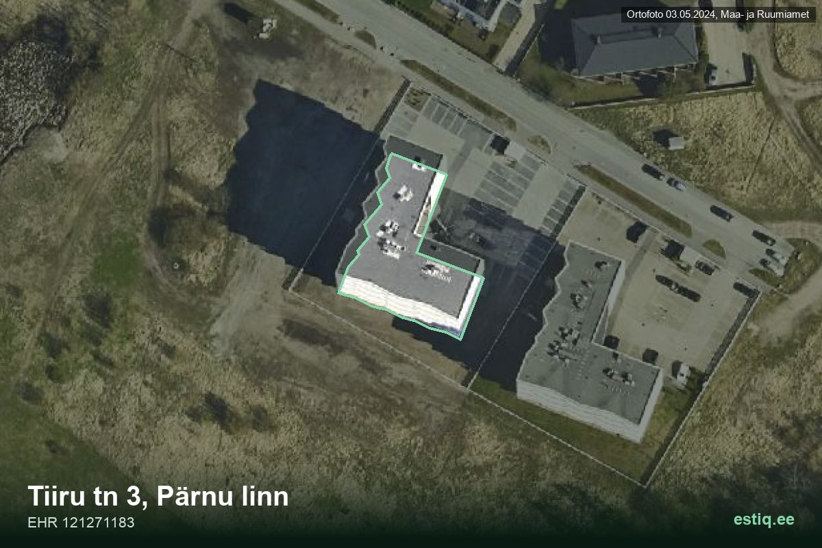 Tiiru tänav 3, Pärnu – aerial photo of the building, outline from the Building Register (EHR)