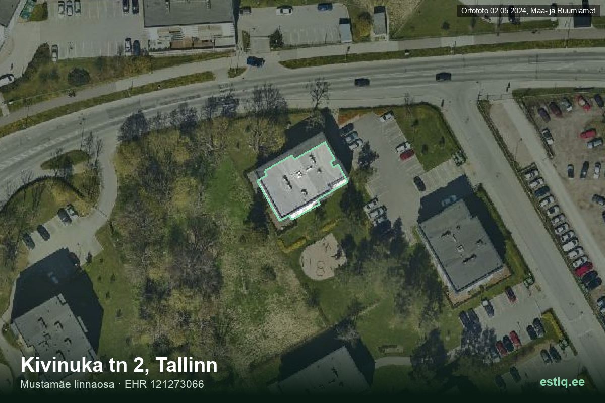 Kivinuka tänav 2, Tallinn – ilmakuva rakennuksesta, ääriviiva rakennusrekisteristä (EHR)