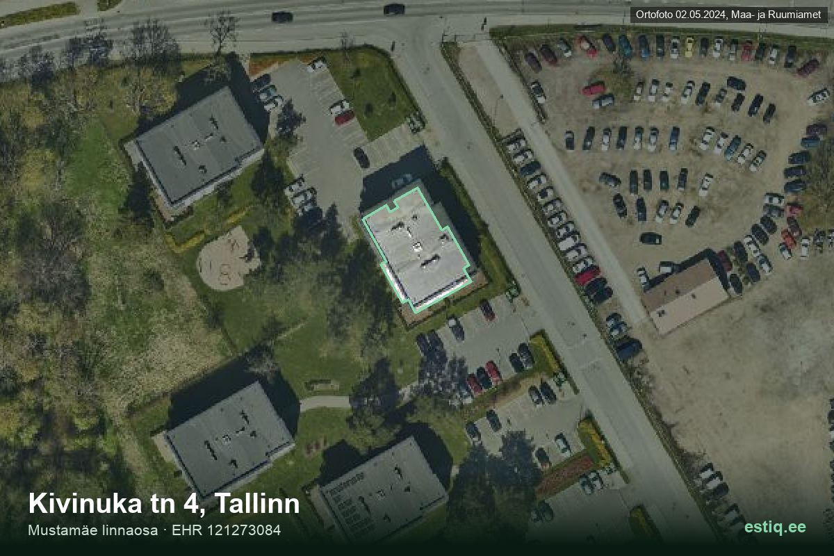 Kivinuka tänav 4, Tallinn – hoone aerofoto, kontuur ehitisregistri (EHR) andmetest