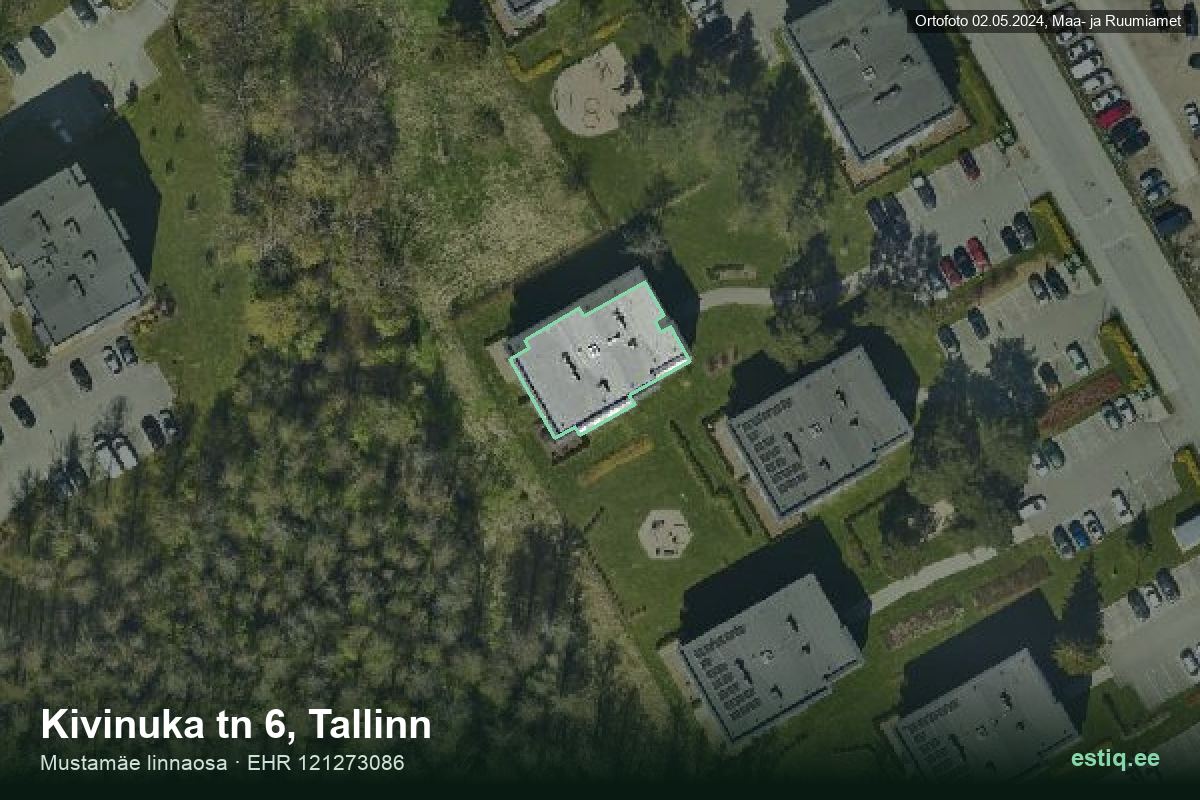 Kivinuka tänav 6, Tallinn – ilmakuva rakennuksesta, ääriviiva rakennusrekisteristä (EHR)