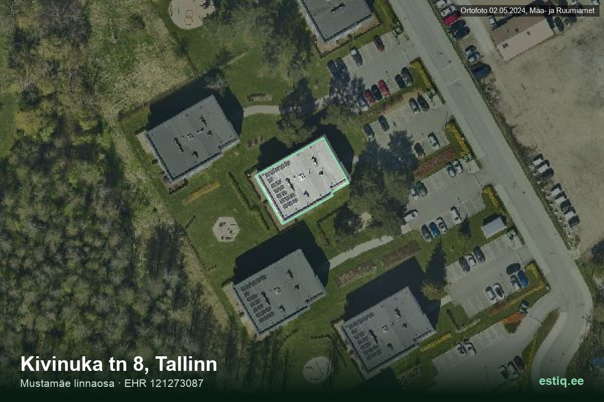 Kivinuka tänav 8, Tallinn – ilmakuva rakennuksesta, ääriviiva rakennusrekisteristä (EHR)