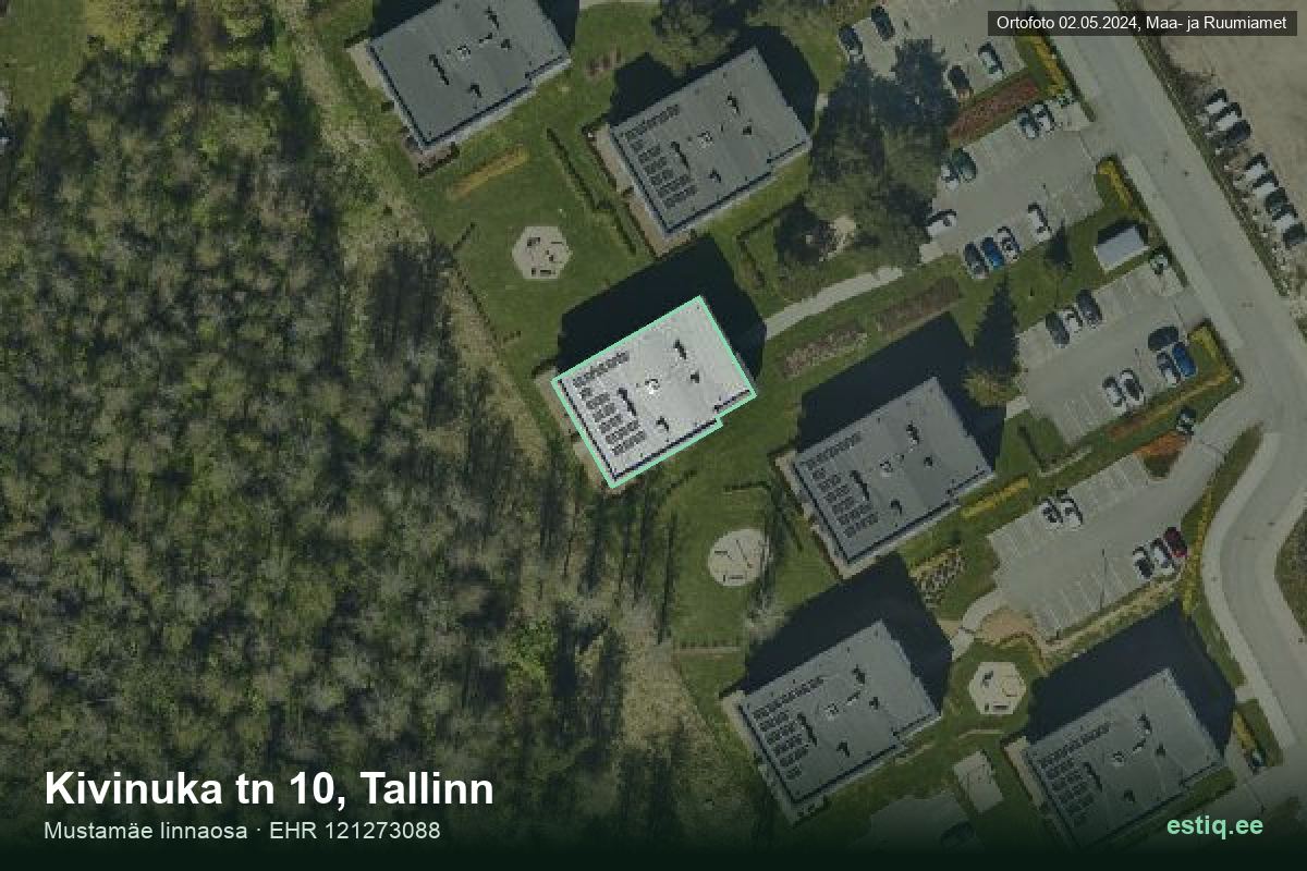 Kivinuka tänav 10, Tallinn – ilmakuva rakennuksesta, ääriviiva rakennusrekisteristä (EHR)