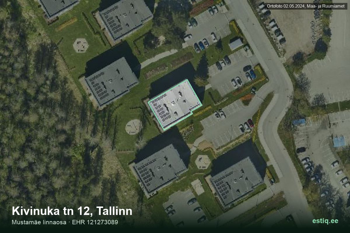 Kivinuka tänav 12, Tallinn – аэрофото дома, контур по данным регистра строений (EHR)