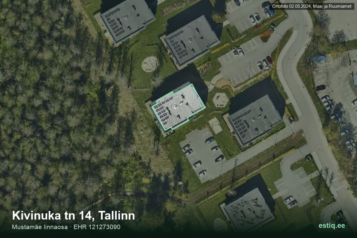 Kivinuka tänav 14, Tallinn – аэрофото дома, контур по данным регистра строений (EHR)