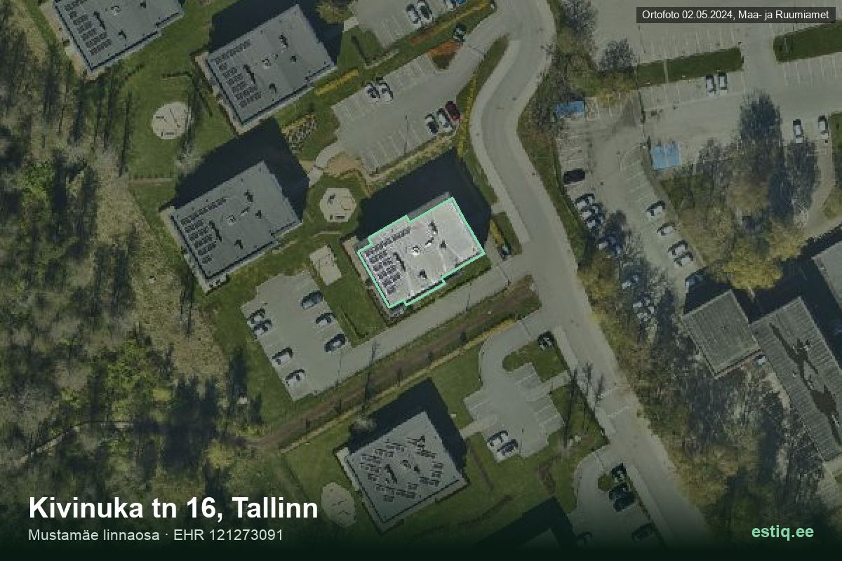 Kivinuka tänav 16, Tallinn – hoone aerofoto, kontuur ehitisregistri (EHR) andmetest