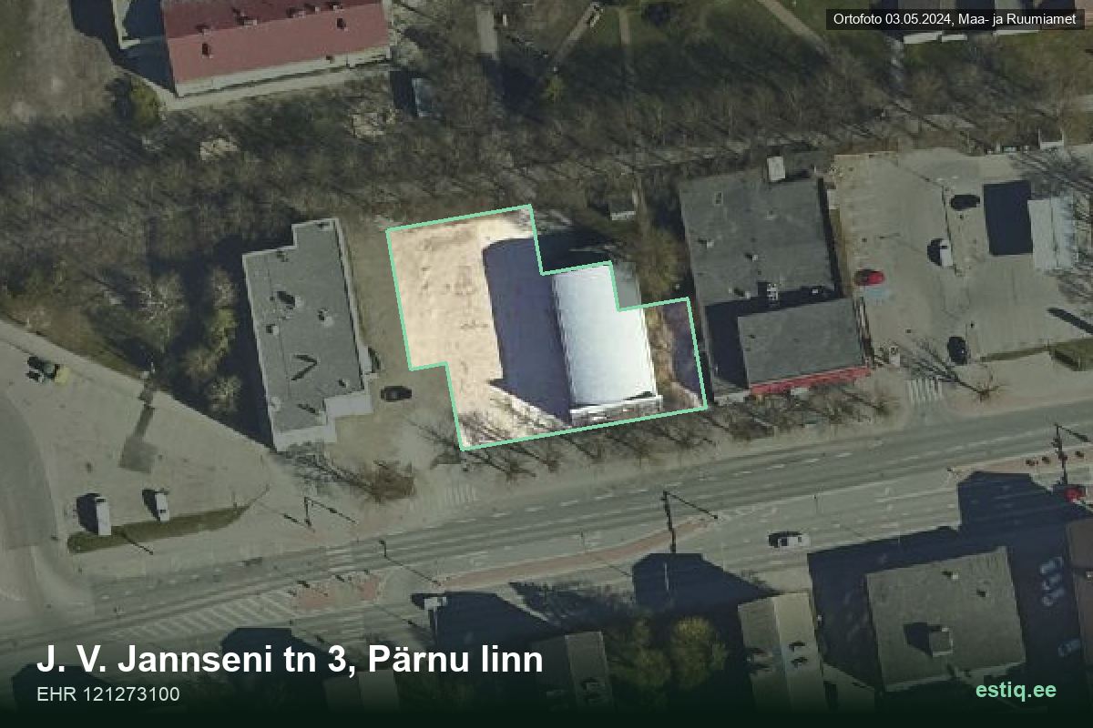 J. V. Jannseni tänav 3, Pärnu – hoone aerofoto, kontuur ehitisregistri (EHR) andmetest
