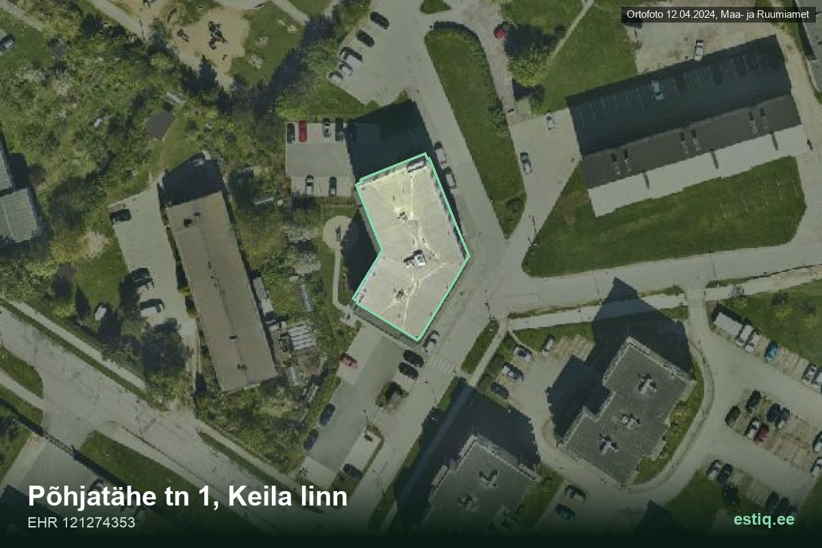 Põhjatähe tänav 1, Keila – aerial photo of the building, outline from the Building Register (EHR)