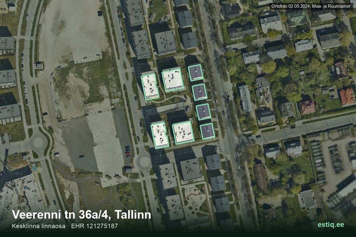Veerenni tänav 36a/1, Tallinn – aerial photo of the building, outline from the Building Register (EHR)