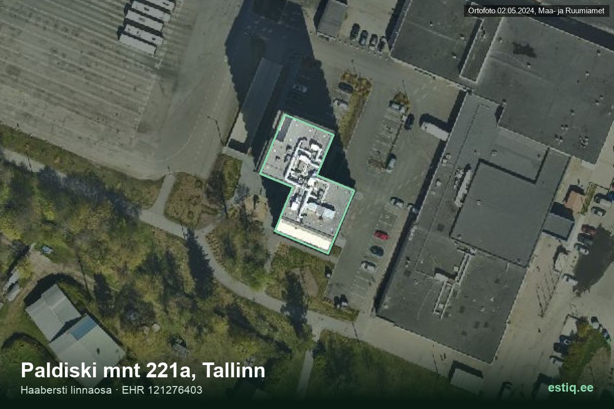 Paldiski mnt 221a, Tallinn – hoone aerofoto, kontuur ehitisregistri (EHR) andmetest