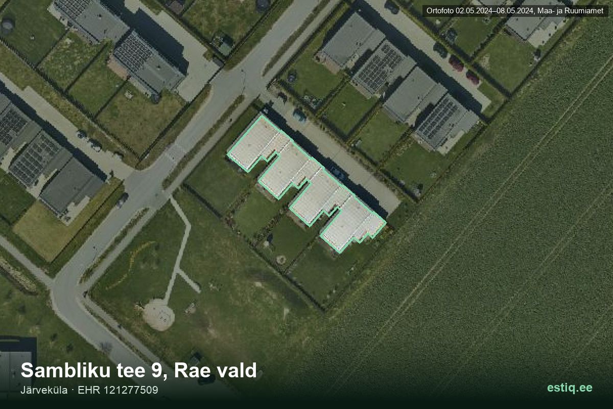 Sambliku tee 9, Rae – hoone aerofoto, kontuur ehitisregistri (EHR) andmetest