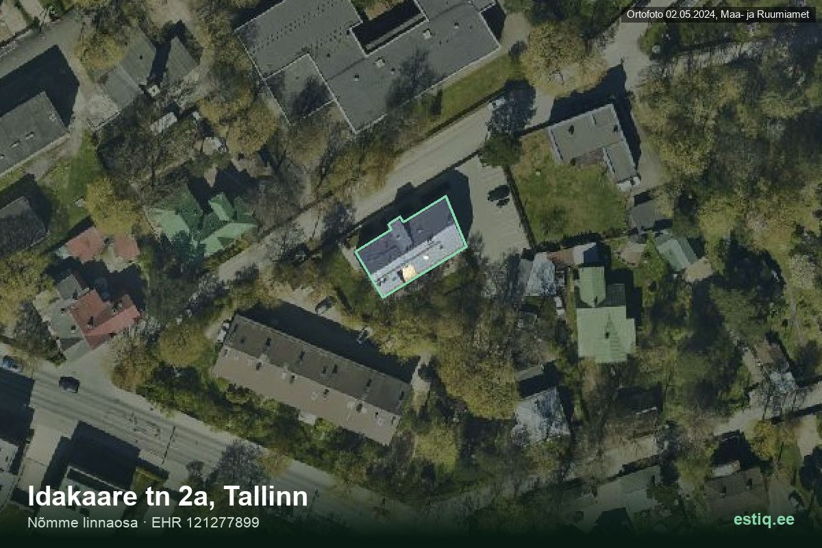 Idakaare tänav 2a, Tallinn – hoone aerofoto, kontuur ehitisregistri (EHR) andmetest