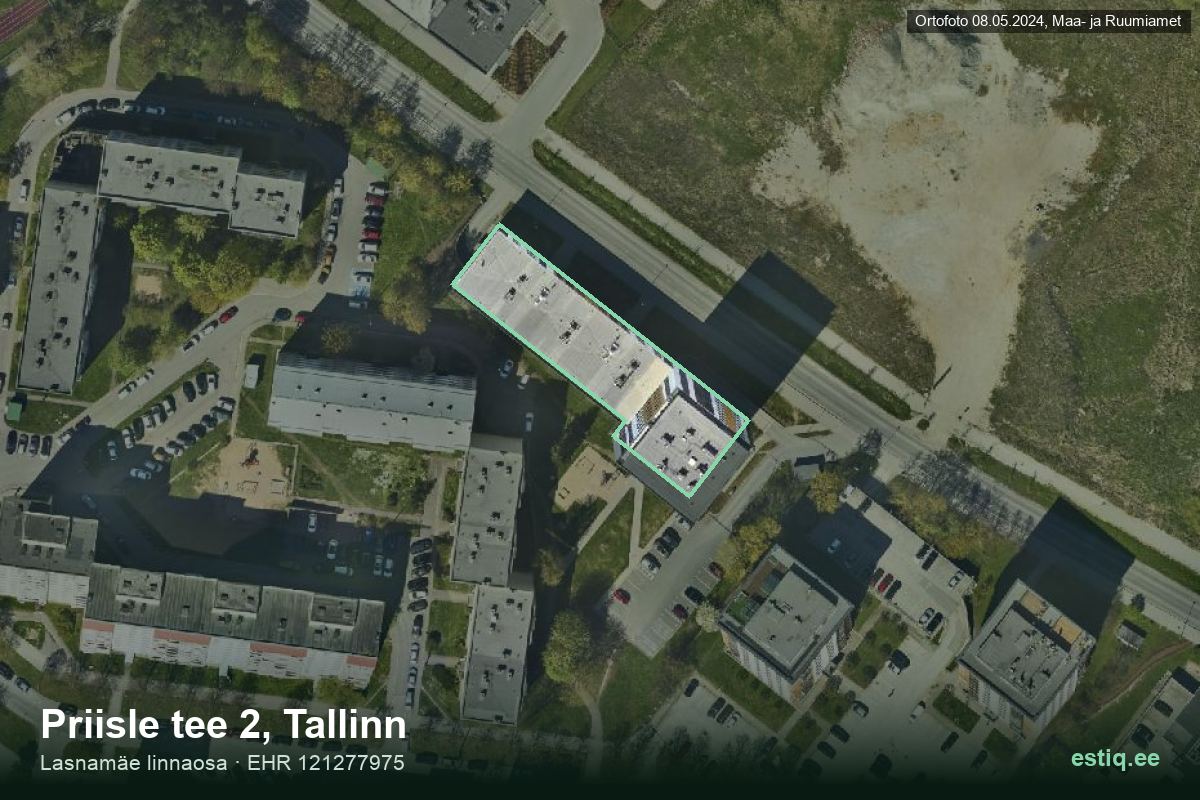Priisle tee 2, Tallinn – hoone aerofoto, kontuur ehitisregistri (EHR) andmetest