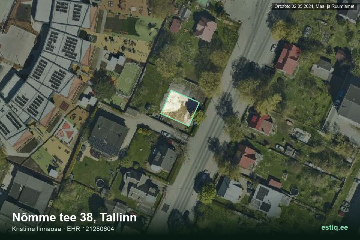 Nõmme tee 38, Tallinn – hoone aerofoto, kontuur ehitisregistri (EHR) andmetest