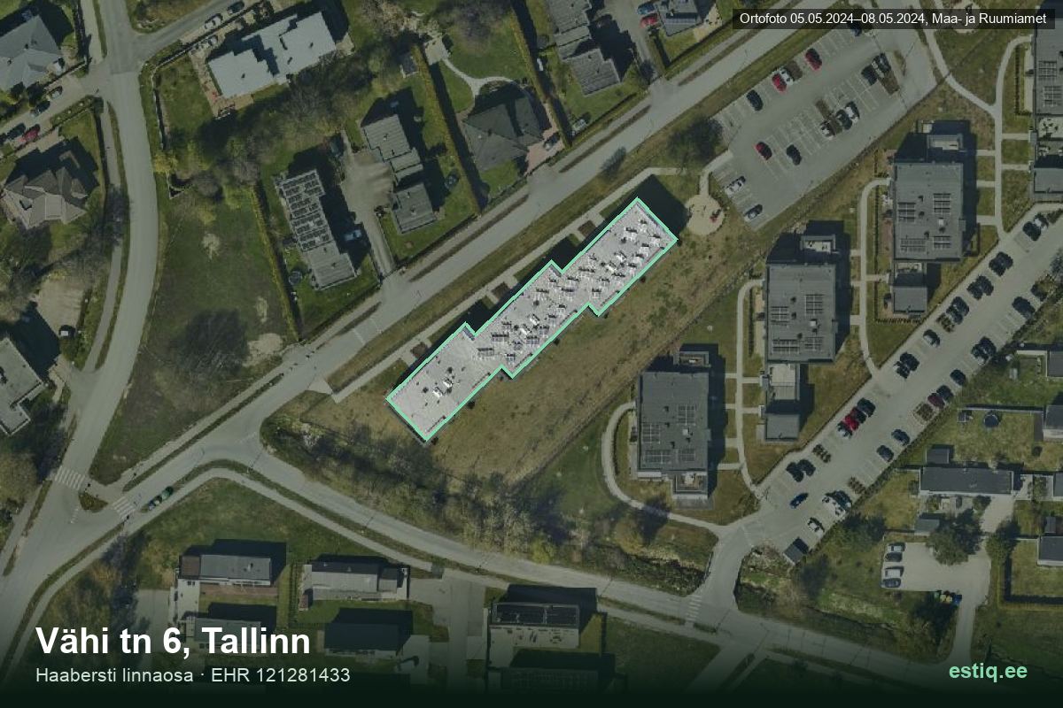 Vähi tänav 6, Tallinn – hoone aerofoto, kontuur ehitisregistri (EHR) andmetest