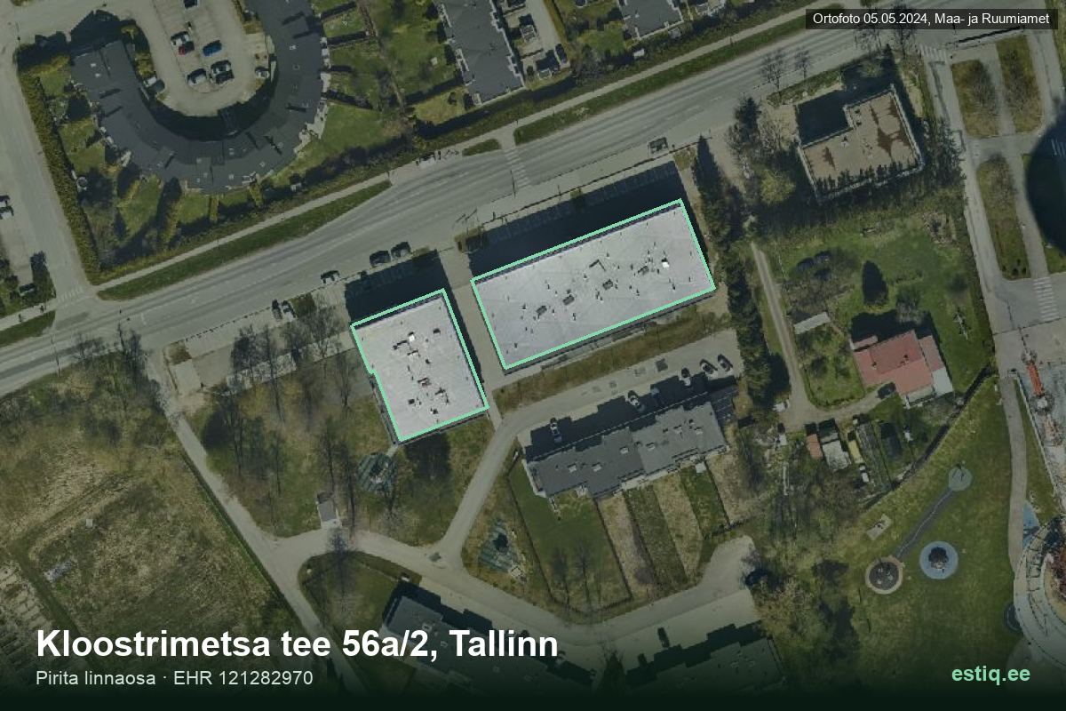 Kloostrimetsa tee 56a/1, Tallinn – ilmakuva rakennuksesta, ääriviiva rakennusrekisteristä (EHR)