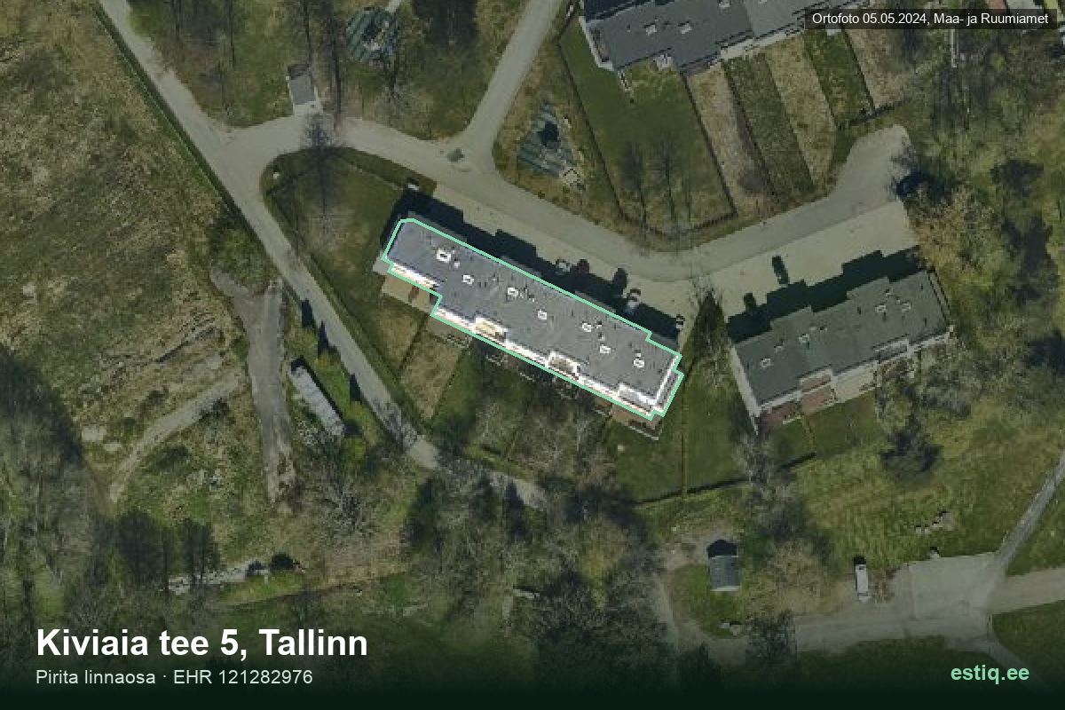 Kiviaia tee 5, Tallinn – аэрофото дома, контур по данным регистра строений (EHR)