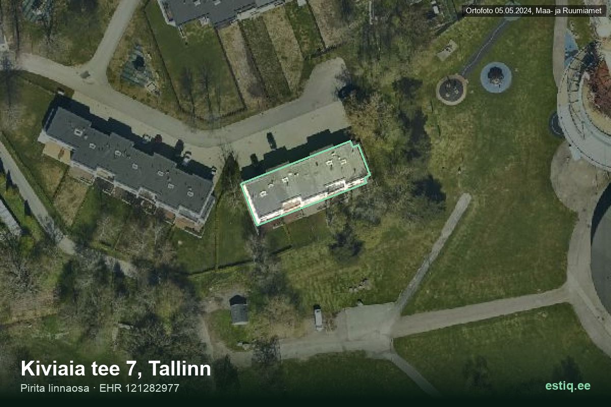 Kiviaia tee 7, Tallinn – аэрофото дома, контур по данным регистра строений (EHR)