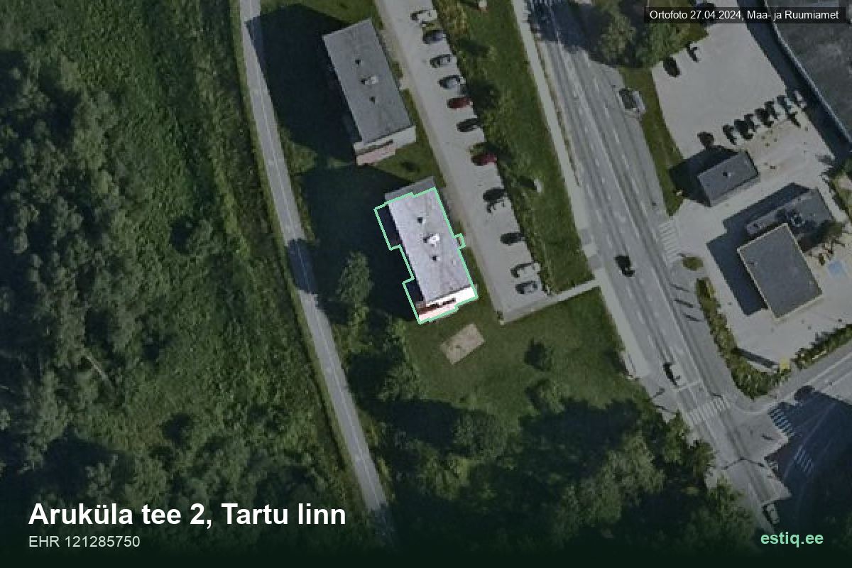 Aruküla tee 2, Tartu – hoone aerofoto, kontuur ehitisregistri (EHR) andmetest