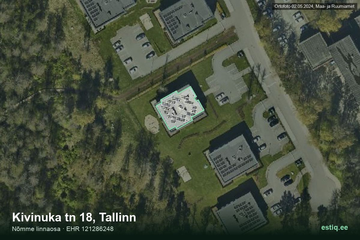 Kivinuka tänav 18, Tallinn – aerial photo of the building, outline from the Building Register (EHR)