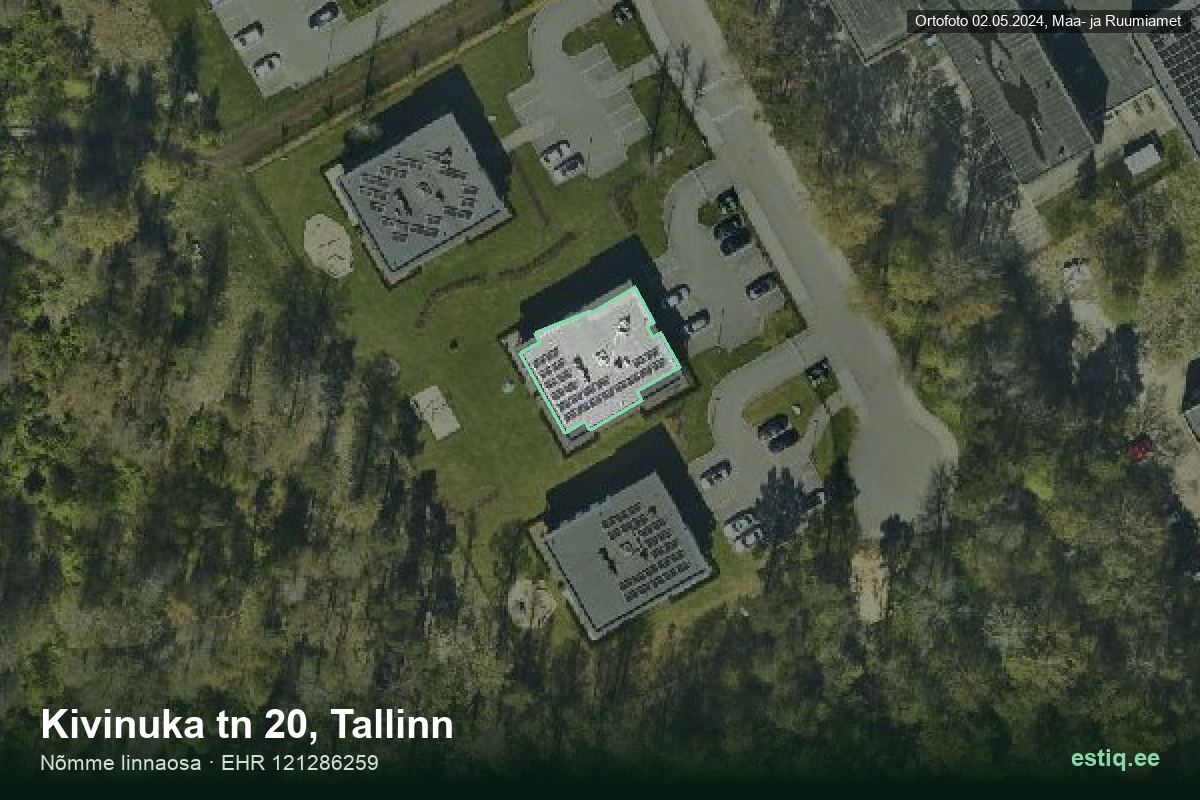 Kivinuka tänav 20, Tallinn – aerial photo of the building, outline from the Building Register (EHR)