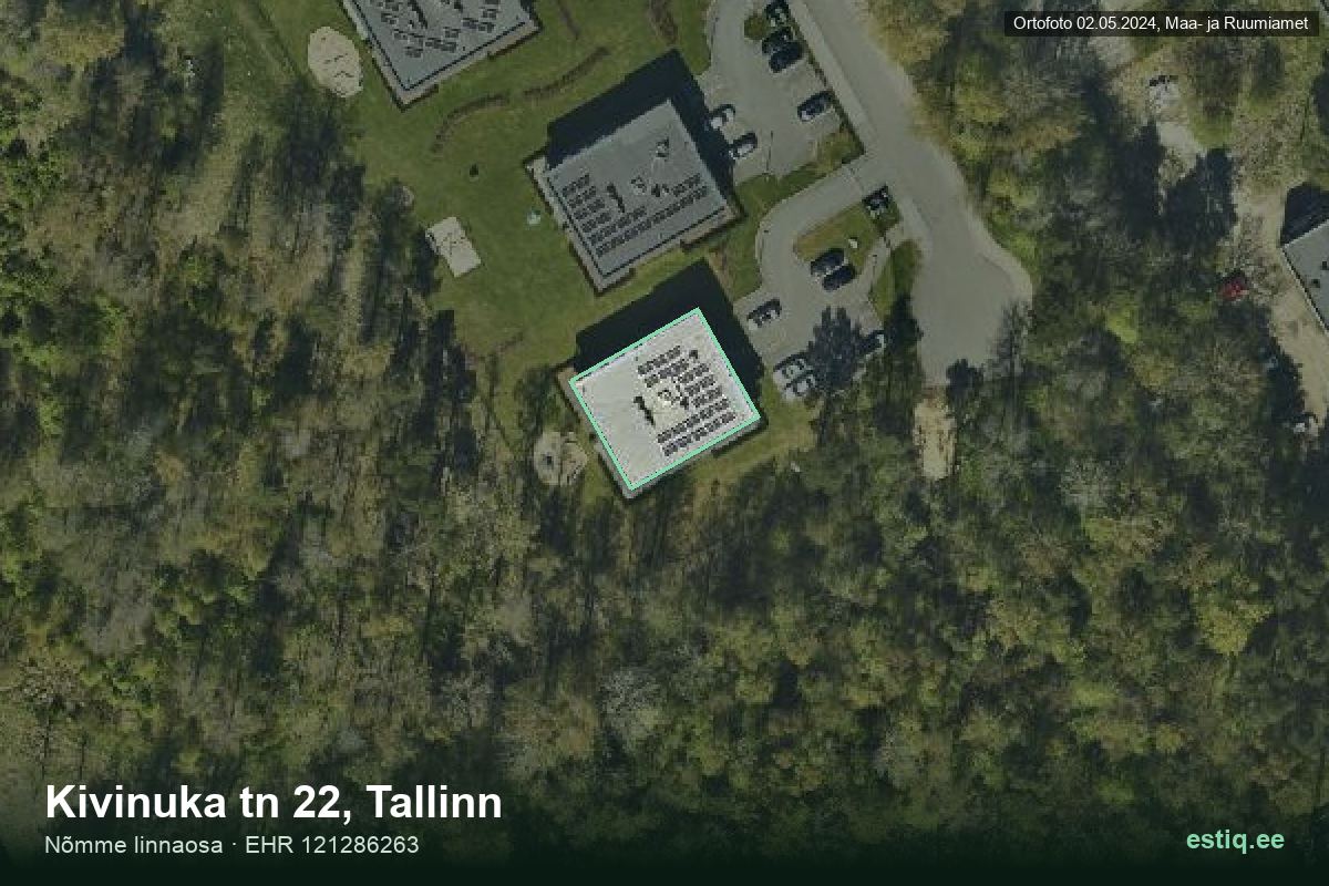 Kivinuka tänav 22, Tallinn – ilmakuva rakennuksesta, ääriviiva rakennusrekisteristä (EHR)