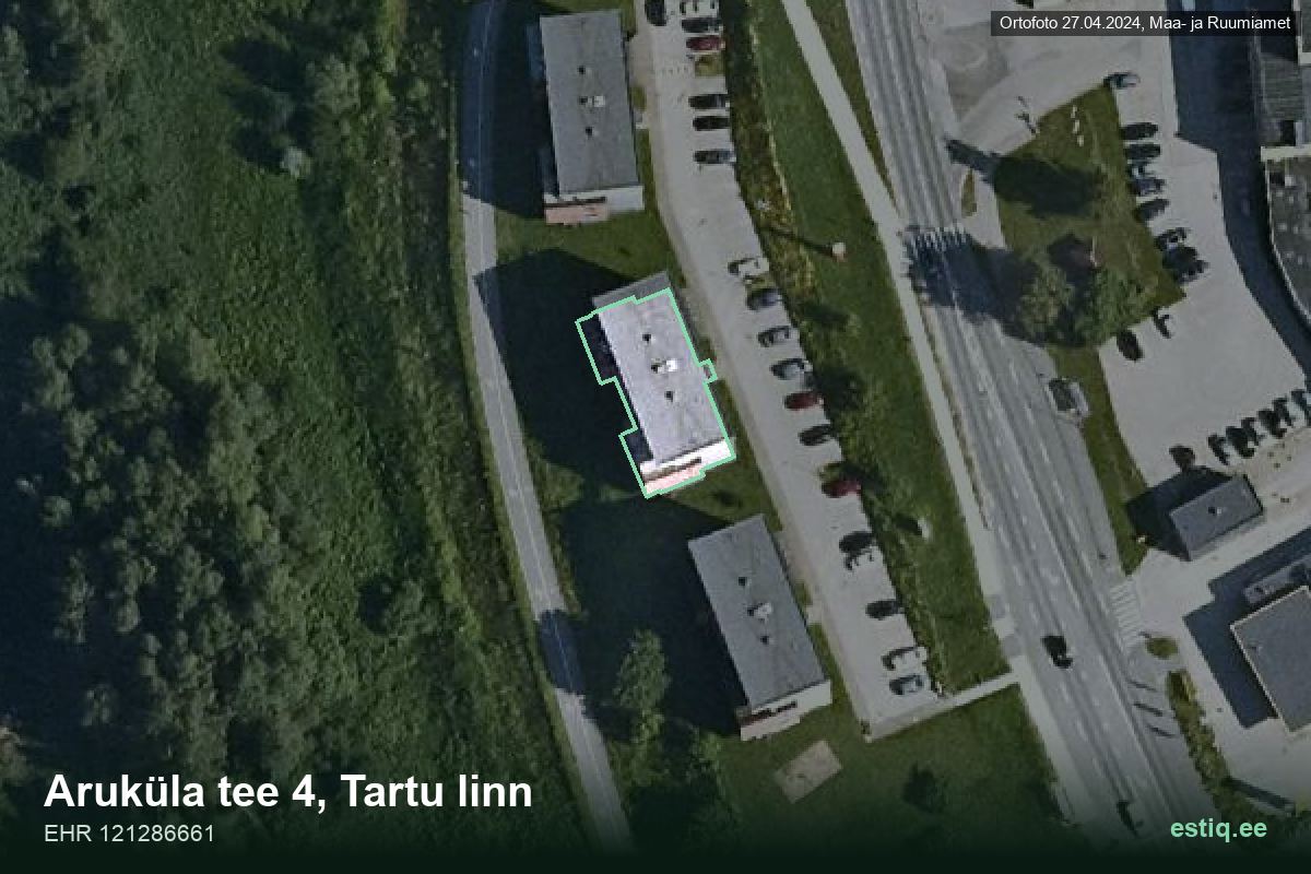 Aruküla tee 4, Tartu – hoone aerofoto, kontuur ehitisregistri (EHR) andmetest