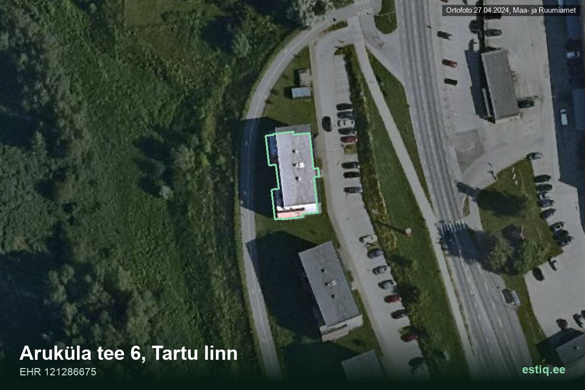 Aruküla tee 6, Tartu – hoone aerofoto, kontuur ehitisregistri (EHR) andmetest