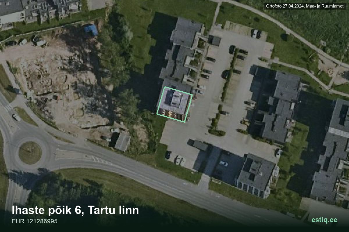 Ihaste põik 6, Tartu – hoone aerofoto, kontuur ehitisregistri (EHR) andmetest
