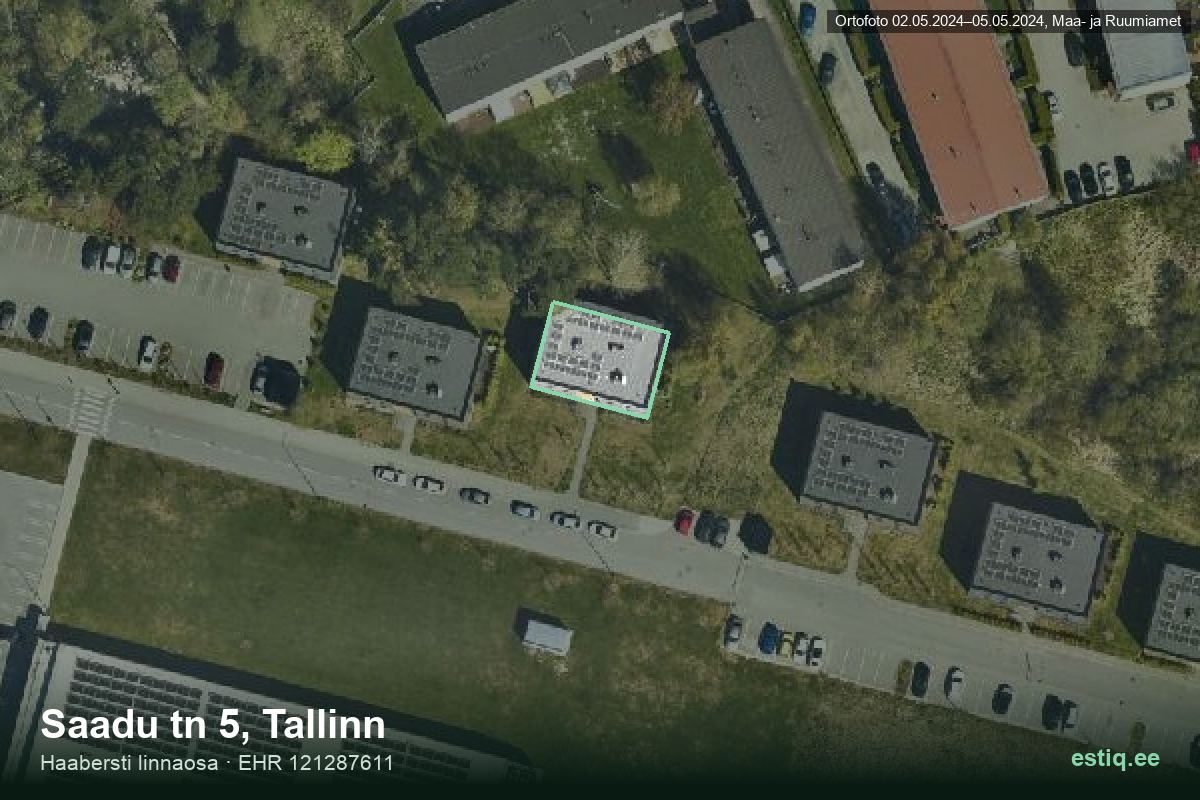 Saadu tänav 5, Tallinn – aerial photo of the building, outline from the Building Register (EHR)