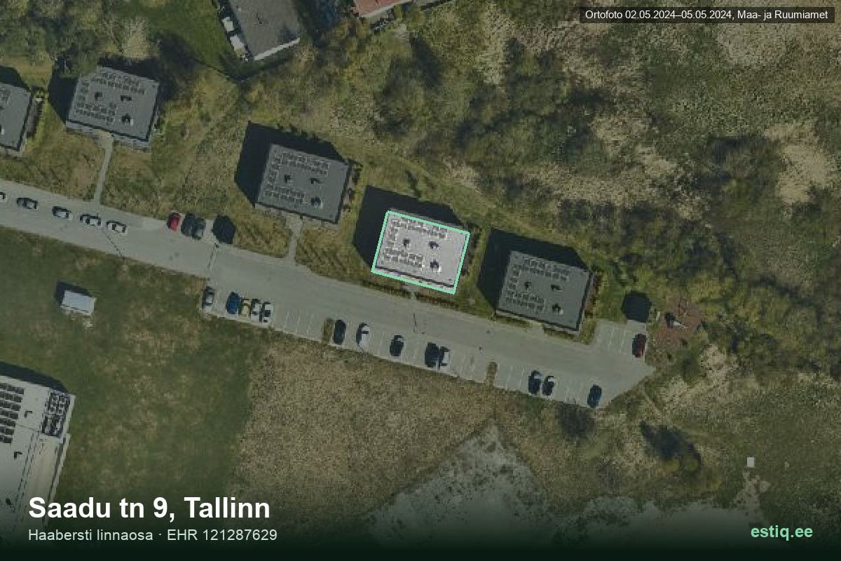 Saadu tänav 9, Tallinn – aerial photo of the building, outline from the Building Register (EHR)