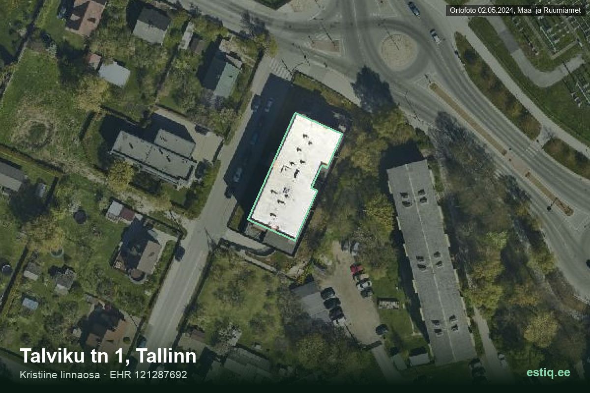 Talviku tänav 1, Tallinn – аэрофото дома, контур по данным регистра строений (EHR)