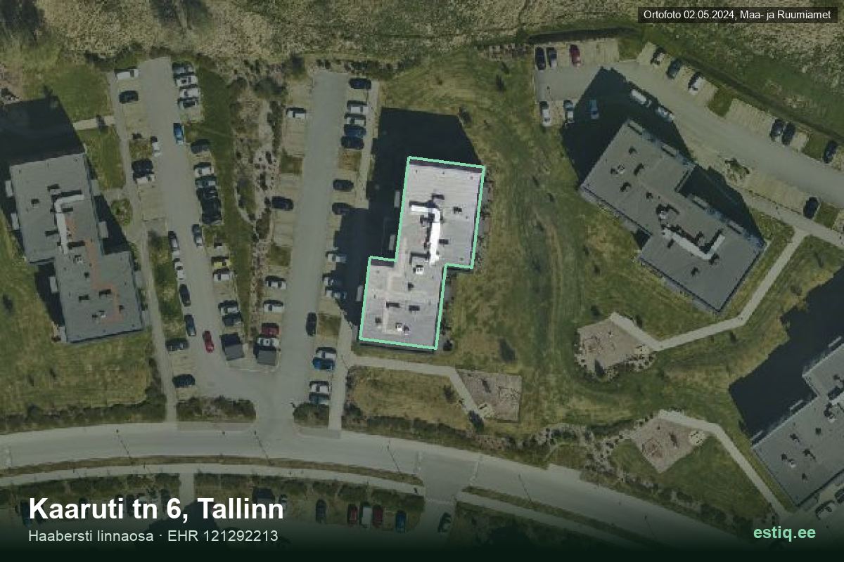 Kaaruti tänav 6, Tallinn – аэрофото дома, контур по данным регистра строений (EHR)