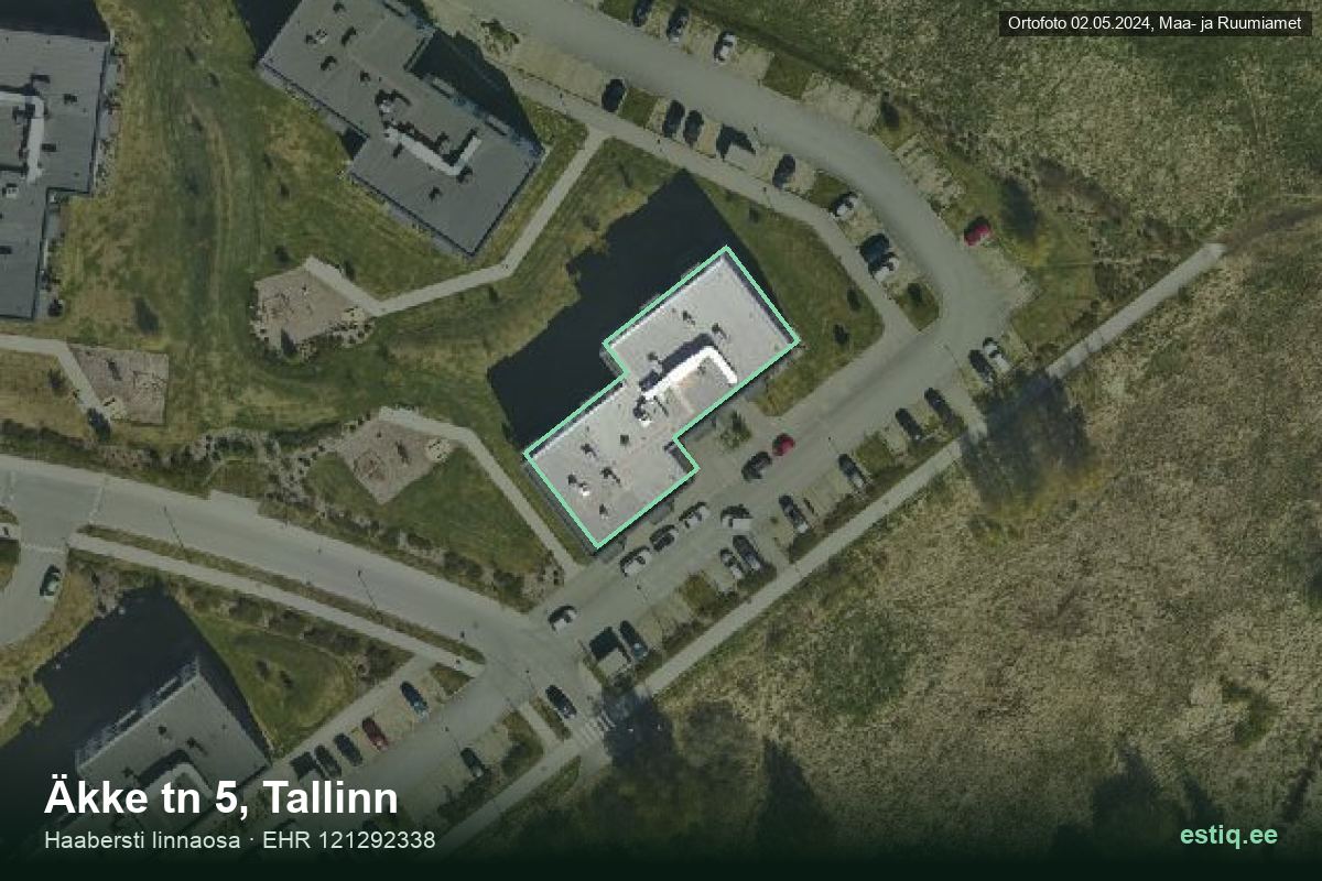 Äkke tänav 5, Tallinn – аэрофото дома, контур по данным регистра строений (EHR)