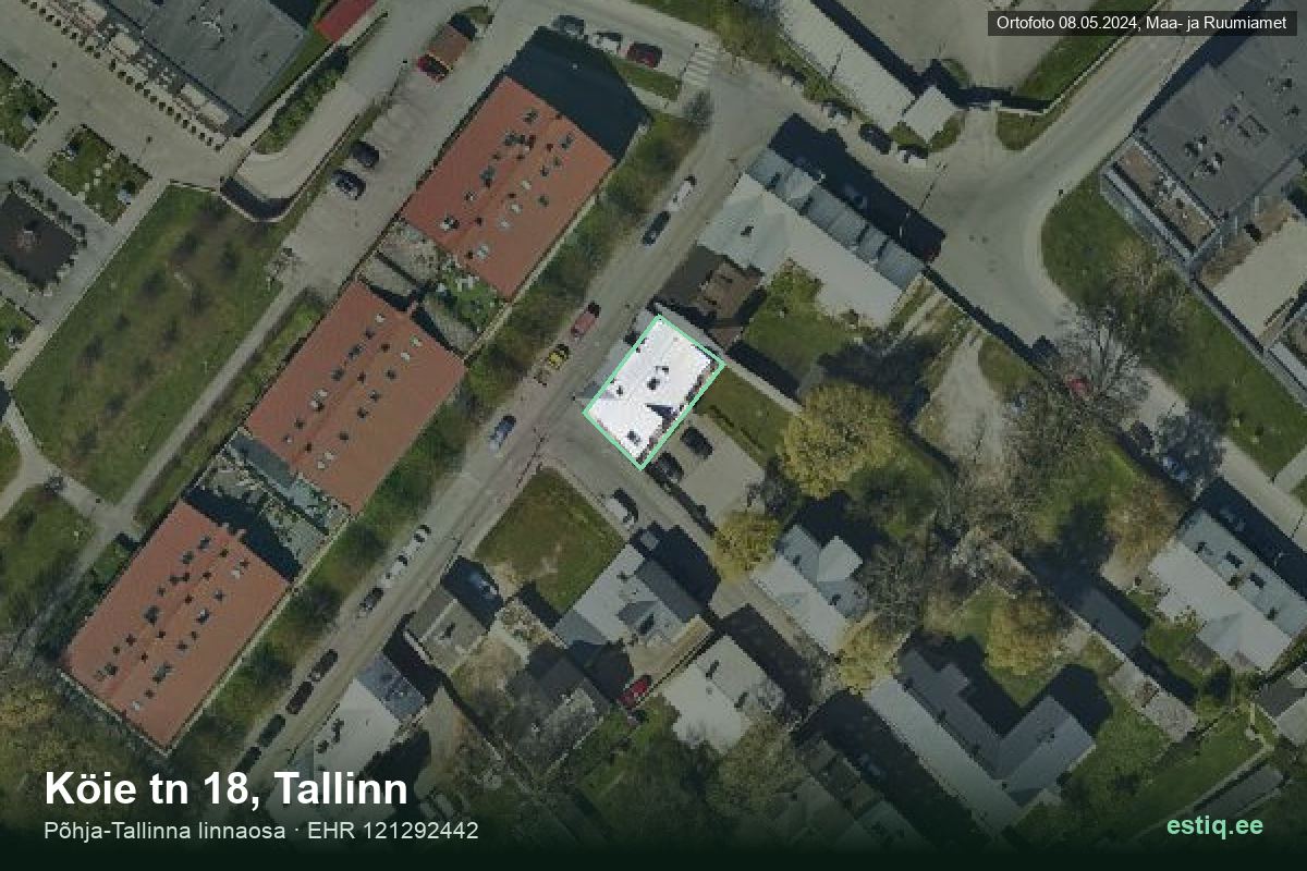 Köie tänav 18, Tallinn – hoone aerofoto, kontuur ehitisregistri (EHR) andmetest