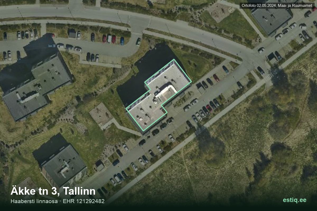 Äkke tänav 3, Tallinn – аэрофото дома, контур по данным регистра строений (EHR)