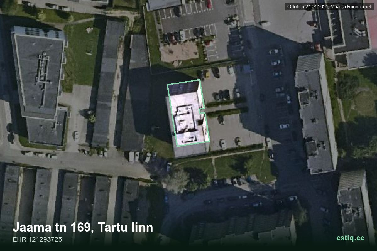 Jaama tänav 169, Tartu – hoone aerofoto, kontuur ehitisregistri (EHR) andmetest