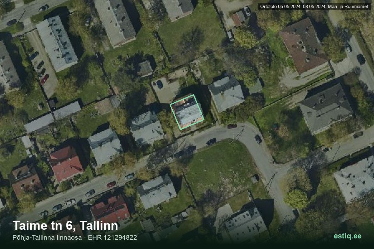 Taime tänav 6, Tallinn – hoone aerofoto, kontuur ehitisregistri (EHR) andmetest