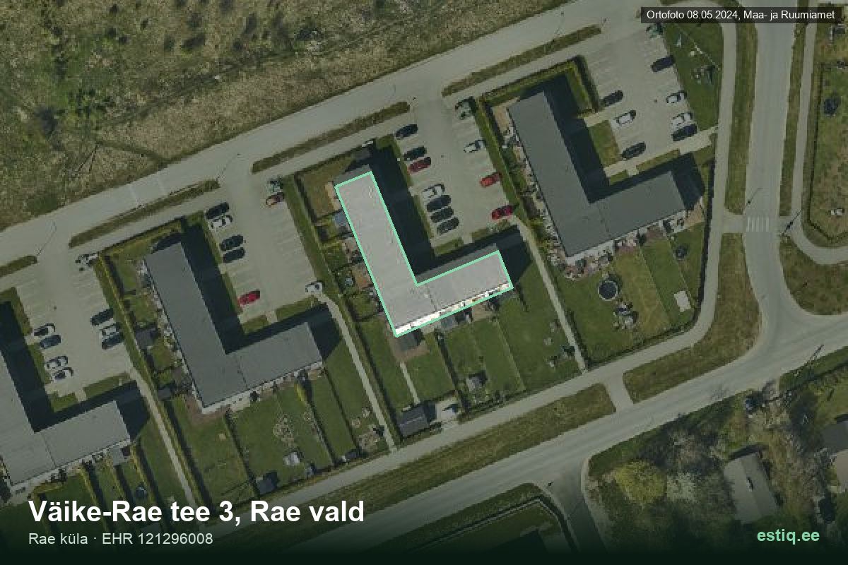 Väike-Rae tee 3, Rae – hoone aerofoto, kontuur ehitisregistri (EHR) andmetest