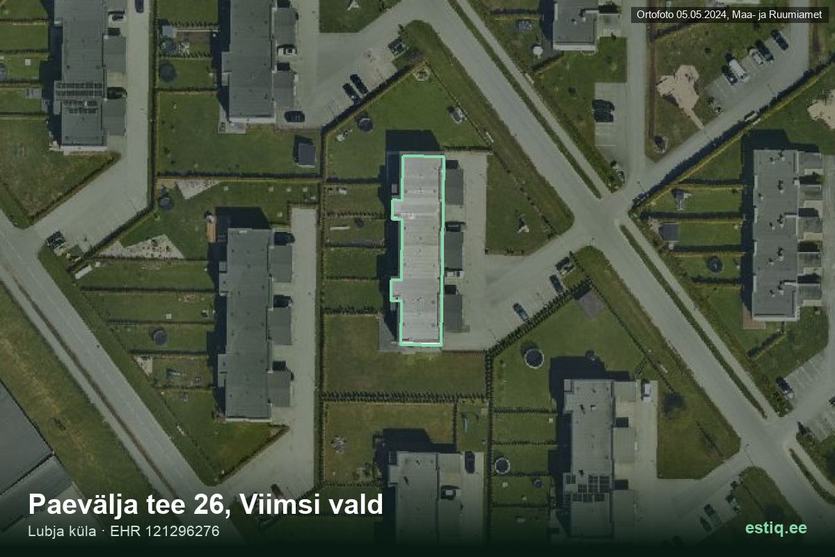 Paevälja tee 26, Viimsi – aerial photo of the building, outline from the Building Register (EHR)
