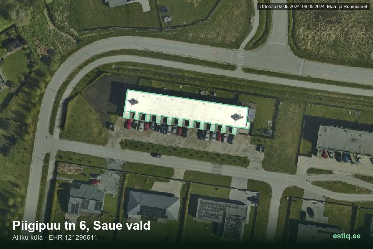 Piigipuu tänav 6, Saue – ilmakuva rakennuksesta, ääriviiva rakennusrekisteristä (EHR)