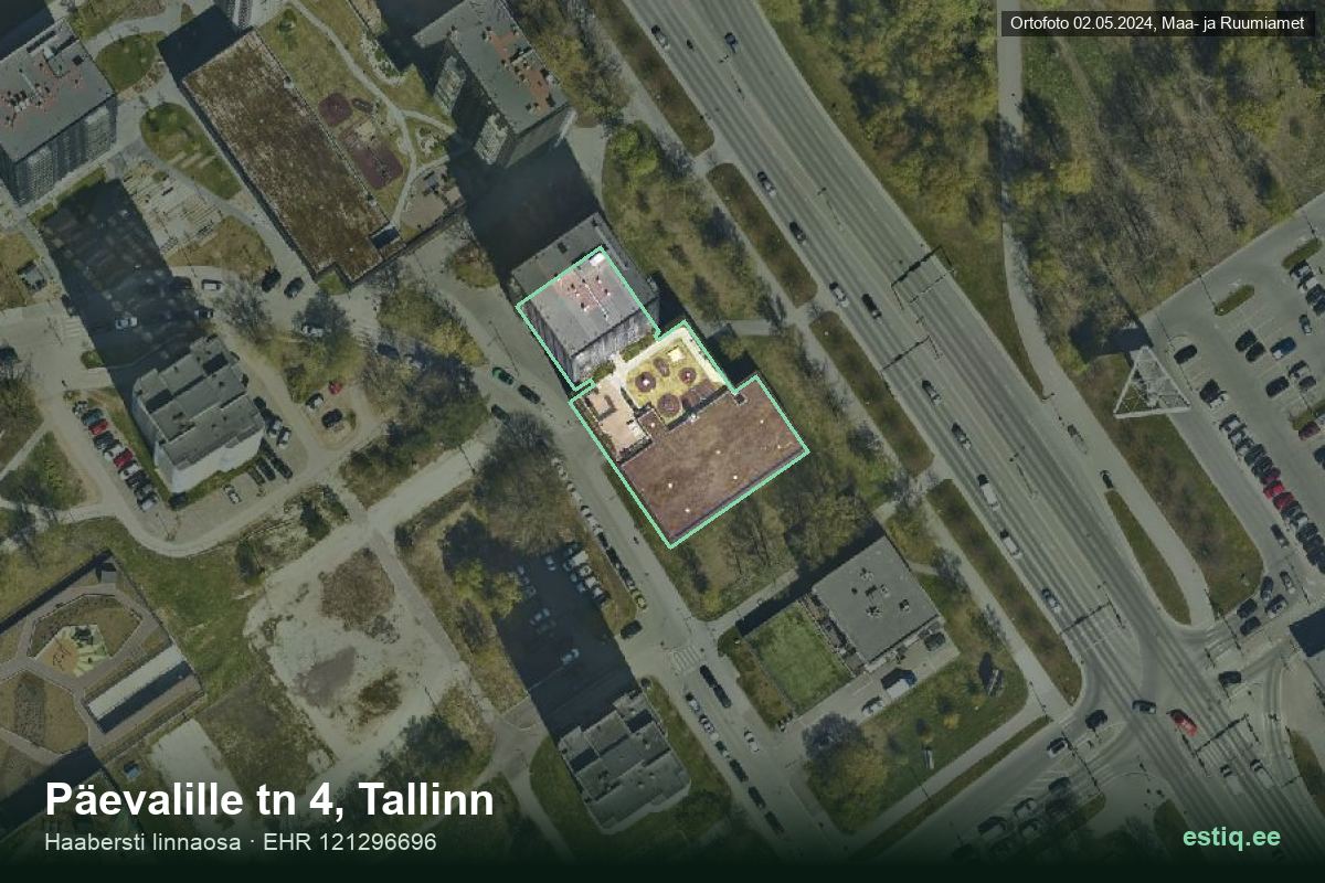 Päevalille tänav 4, Tallinn – hoone aerofoto, kontuur ehitisregistri (EHR) andmetest